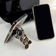 Three Dimensional Mobile Phone Holder , Astronaut Electroplated Lazy Desktop Support For Phone