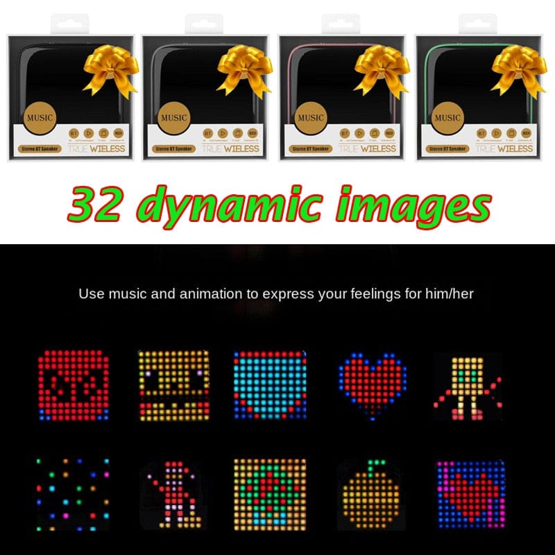 Retro Pixel Art Portable Speaker, LED Bluetooth - Smart Tech Shopping
