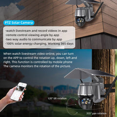 Tilt Solar PTZ 4G Network Camera Wifi Outdoor Waterproof H.265 1080P 2MP
