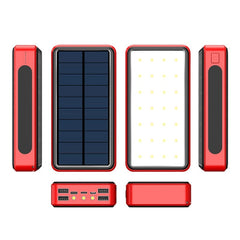 Wireless Fast Charging Solar Power Bank 80000mAh With 4 USB LED - Smart Tech Shopping