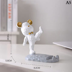Adorable Bear Phone Holder for Desk - Aesthetic Kawaii Room Decor Gadgets and Desktop Sculpture