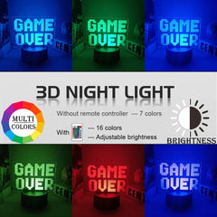3D Night Lamp Gaming Room Desk Setup Lighting Decor Gamepad Icon