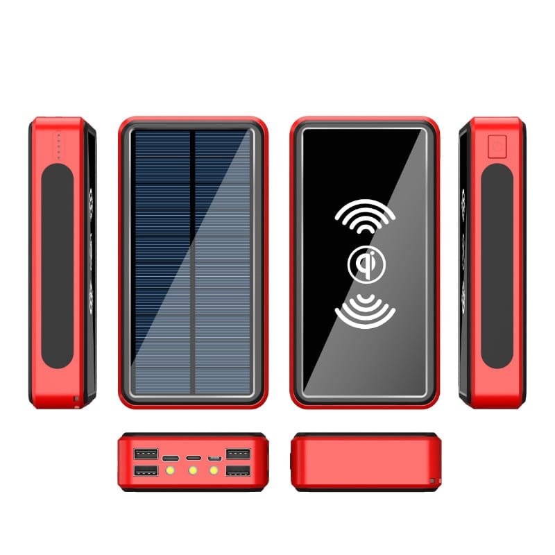 Wireless Fast Charging Solar Power Bank 80000mAh With 4 USB LED - Smart Tech Shopping
