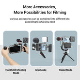 Universal Smartphone Video Kit | Vlogging, Live Streaming | Cage, Mic, Light, Tripod | All Phone Sizes