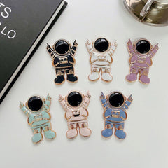 Three Dimensional Mobile Phone Holder , Astronaut Electroplated Lazy Desktop Support For Phone
