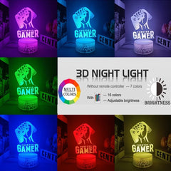 3D Night Lamp Gaming Room Desk Setup Lighting Decor Gamepad Icon