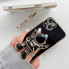 Three Dimensional Mobile Phone Holder , Astronaut Electroplated Lazy Desktop Support For Phone