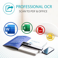 IRIScan Book Portable Scanner Wireless Battery - v5 : 12PPM 1200dpi Hand Scanner, Mini Scanner, PDF Editor, scan to Word, PDF, XLS, SD Card, Document Scanner, SD, scan Thru USB, Win Mac