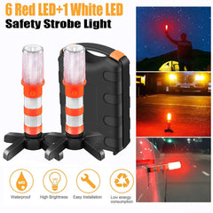 2pc LED Magnetic Flashlight Emergency Roadside Flares Detachable Stand Beacon Safety Strobe Light Warning Signal Alert SOS Lamps