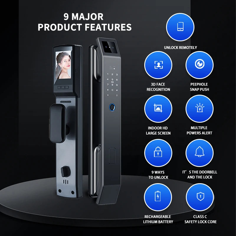 3D Face Recognition Smart Door Lock (WiFi, Tuya App)