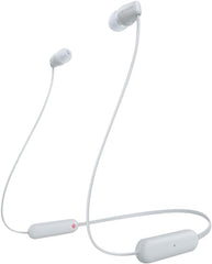 Sony WI-C100 Wireless In-Ear Headphones with Built-in Mic (White) - Long Battery, Splashproof, DSEE Sound