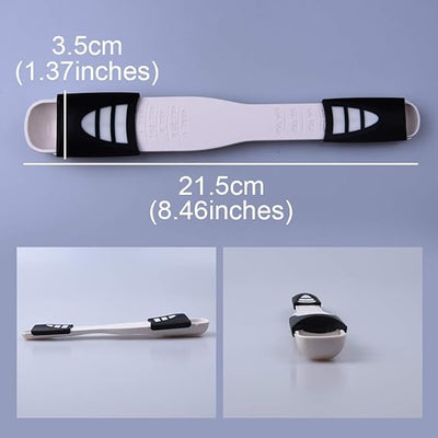 Adjustable Measuring Spoon White,Creative Double End Adjustable Scale, Eight Stalls Measuring Spoon,Measuring Dry/Semi-Liquid Ingredients,Metering Spoon for Baking,Cooking,Coffee,Sugar,Salt,Powder.