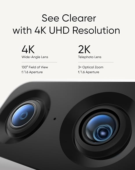 eufy Security Indoor Cam S350 Dual Cameras 4K UHD Resolution Security Camera with 8× Zoom and 360° PTZ