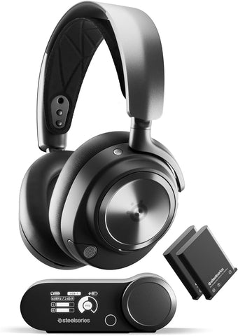 SteelSeries Arctis Nova Pro Wireless Multi-System Gaming Headset - Premium Hi-Fi Drivers - Active Noise Cancellation - Infinity Power System - Stealth Retractable Mic - PC, PS5/PS4, Switch, Mobile