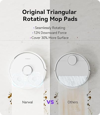 Narwal Freo Robot Vacuum and Mop Comb, Washing & Drying, Dirt Sense Ultra Clean, Auto Add Cleaner, LCD Display, Smart Swing, Arcuate-Route, Wifi, APP Control, White