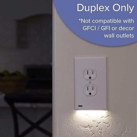 Single - SnapPower GuideLight 2 [For Duplex Outlets] - Replaces Plug-In Night Light - Electrical Receptacle Wall Plate With LED Night Lights - Auto On/Off Sensor - (Duplex, Black)