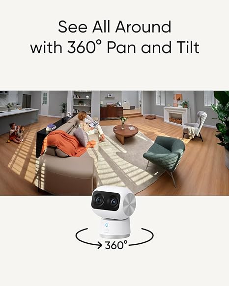 eufy Security Indoor Cam S350 Dual Cameras 4K UHD Resolution Security Camera with 8× Zoom and 360° PTZ