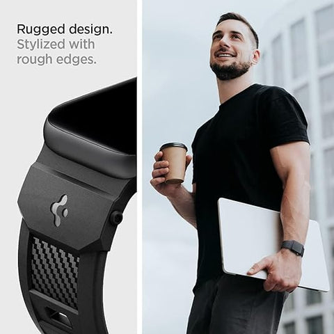 Spigen Rugged Band Designed for Apple Watch Band for Apple Watch Ultra2/Apple Watch Ultra 49mm, Series 9/8/SE2/7/6/SE/5/4/3/2/1 45mm/44mm/42mm - Matte Black