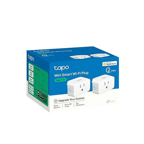 TP-Link Tapo Apple HomeKit Smart Plug Mini, Compact Design, 15A/1800W Max, Super Easy Setup, Works with Siri, Alexa & Google Home, UL Certified, 2.4G Wi-Fi Only, White, Tapo P125(2-Pack)