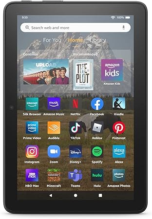 Amazon Fire HD 8 tablet, 8” HD Display, 32 GB, 30% faster processor, designed for portable entertainment, (2022 release), Black