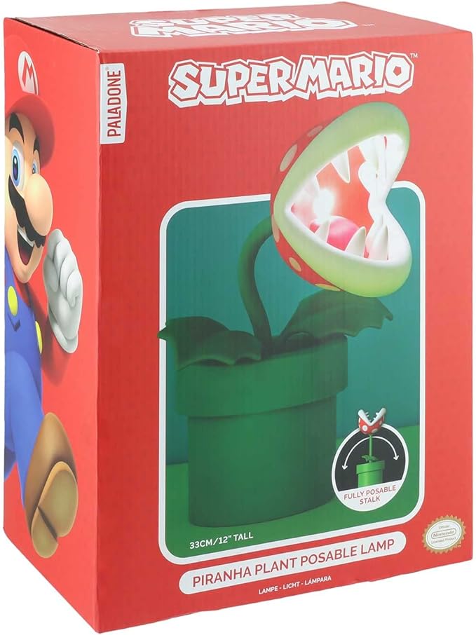 Nintendo Official Licensed Super Mario Bros Piranha Plant LED Desk Light with Adjustable Head, Collectible Gamer Night Light, USB Powered by Paladone