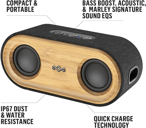 House of Marley Get Together 2 Mini: Portable Speaker with Wireless Bluetooth Connectivity, 15 Hours of Playtime and Sustainable Materials, Signature Black