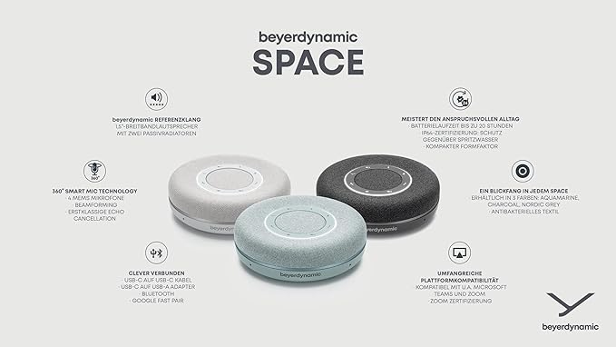 beyerdynamic Space Personal Bluetooth/USB Speakerphone (Charcoal)