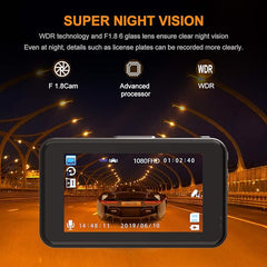 Witness Every Detail: FHD 1080P Dash Cam with Super Night Vision
