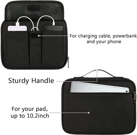 MATEIN Electronics Organizer, Waterproof Travel Electronic Accessories Case Portable Double Layer Cable Storage Bag for Cord, Charger, Power Bank, Flash Drive, Phone, Ipad Mini, SD Card, Tablet, Black