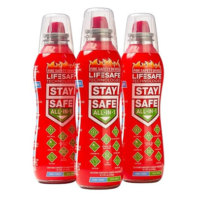 StaySafe All-in-1 Fire Extinguisher, 3-Pack | for Home, Kitchen, Car, Garage, Boat | The Best Compact Extinguisher That Tackles 10 Types of fire