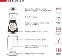 Cooking Olive Oil Dispenser Bottles For Kitchen – Dispense Oil, Vinegar & Syrup From 17 Oz Oil Bottle For Kitchen With Drain And 12 Oz Clear Glass Olive Oil Bottle For Cooking With Measurements