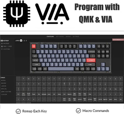 Keychron V3 TKL 80% Layout Custom Wired Mechanical Keyboard, 87 Keys RGB Backlight