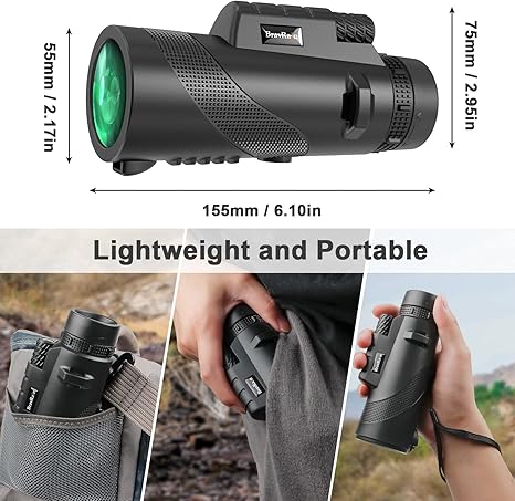 High-Power HD Monocular Telescope with Smartphone Adapter and Tripod