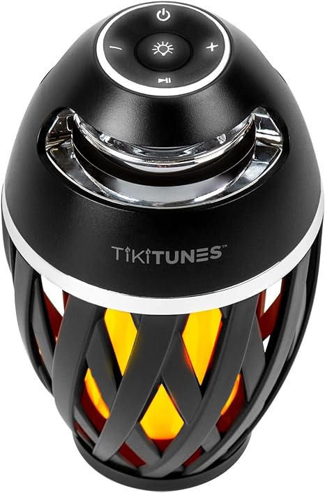 TikiTunes Portable Bluetooth 5.0 Indoor/Outdoor Wireless Speakers, LED Torch Atmospheric Lighting Effect, 5-Watt Audio USB Speakers, 2000 mAh Battery for iPhone/iPad/Android (Set of 2)