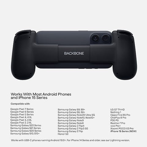 BACKBONE One Mobile Gaming Controller for Android and iPhone 15 Series (USB-C) - 2nd Gen - Turn Your Phone into a Gaming Console - Play Xbox, PlayStation, Call of Duty, Roblox, Genshin Impact & More