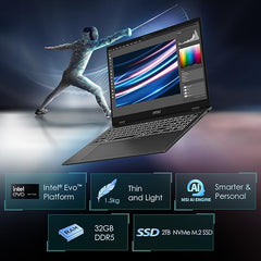 MSI Prestige 16 AI Evo Laptop: Intel Ultra 7-155H, 16" UHD+ OLED Display, 32GB DDR5, 2TB NVMe SSD, HDMI, SD Card Reader, Win 11 Pro: Stellar Gray B1MG-020US