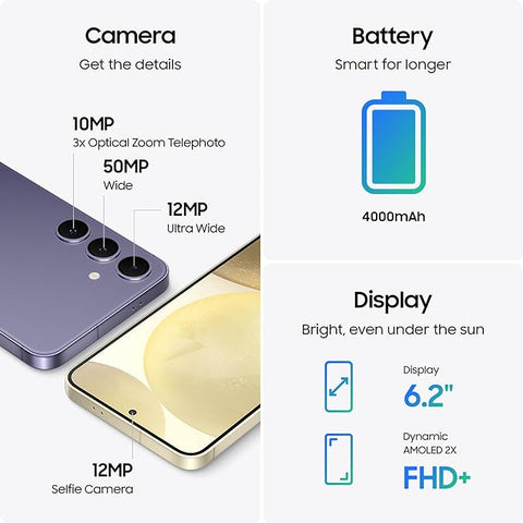 Samsung Galaxy S24 | Amber Yellow | 5G Camera Phone | Unlocked Android