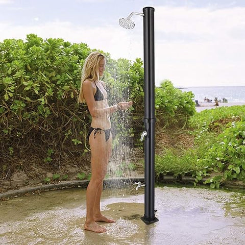 Solar Heated Shower, 5.5 Gallon Outdoor Shower with Shower Head and Foot Shower Tap for Outdoor Backyard Poolside Beach Pool Spa,Black (5.5 Gallon)