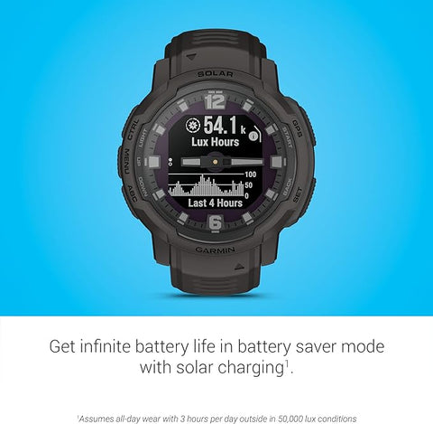 Garmin Instinct Crossover Solar, Rugged Hybrid Smartwatch with Solar Charging Capabilities, Analog Hands and Digital Display, Graphite, Adjustable