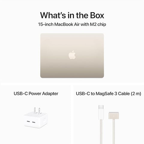 Apple 2023 MacBook Air Laptop with M2 chip: 15.3-inch Liquid Retina Display, 8GB Unified Memory, 256GB SSD Storage, 1080p FaceTime HD Camera, Touch ID. Works with iPhone/iPad; Starlight