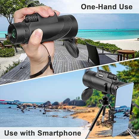 High-Power HD Monocular Telescope with Smartphone Adapter and Tripod