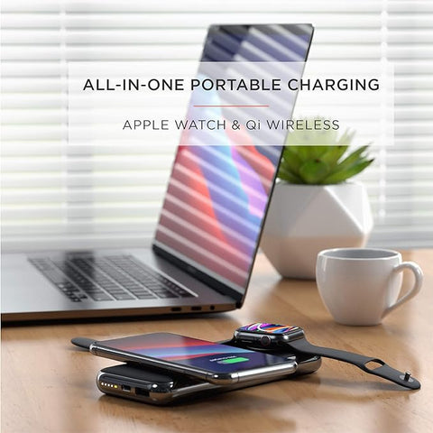 Satechi Quatro Wireless Power Bank 10,000 mAh Portable Charger. Compatible with iPhone iPhone 15 Pro Max/15 Pro/15/15 Plus, Apple Watch Ultra & Series 8/7/6/SE/5/4/3/2/1, AirPods Pro 2/1