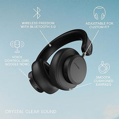 Urbanista Solar Powered Active Noise Cancelling Headphones with Infinite Playtime, Powerfoyle Self Charging Wireless Over Ear Bluetooth 5.0 Earphones, On Ear Detection, Los Angeles, Midnight Black