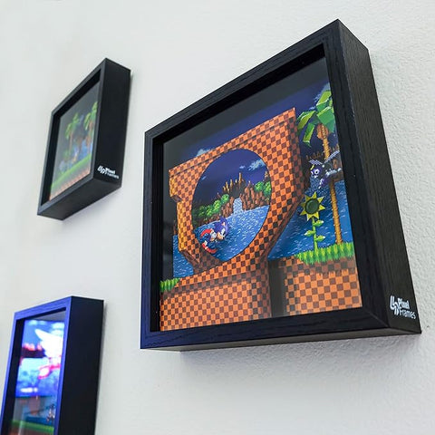 Pixel Frames: Sonic The Hedgehog Loop Scene - Framed 3D Shadow Box - 9" x 9"
