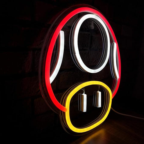 Heliwey Game LED Neon Light Sign for Game Room Decor Super Mushroom NPC Wall Decor for Bedroom, Man Cave, Party, Gaming Club Neon Wall Signs (Red)