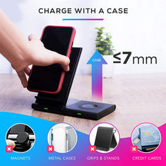 TekBrix® Wireless Charger 2-in-1 Dual Fast Charging Stand & Pad Station