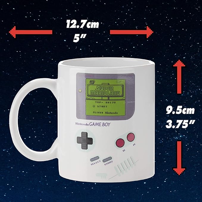 Paladone Gameboy Heat Changing Coffee Mug - Gift for Gamers, Nerds, Nintendo Mario Fans, Men, and Retro 90s Game Enthusiasts - 10 Ounces