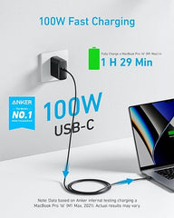 Mac Book Pro Charger, 100W USB C Charger, Anker 317 Compact and Foldable Fast Charger for MacBook Air, Samsung Galaxy, iPad Pro, and All USB C Devices, 5 ft USB C to USB C Cable Included