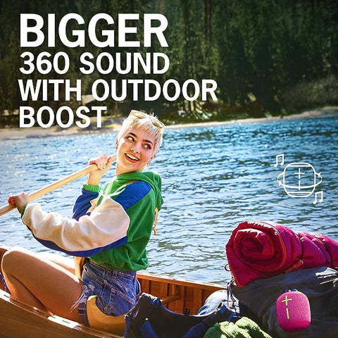Ultimate Ears WONDERBOOM 3, Small Portable Wireless Bluetooth Speaker, Big Bass 360-Degree Sound for Outdoors, Waterproof, Dustproof IP67, Floatable, 131 ft Range - Active Black