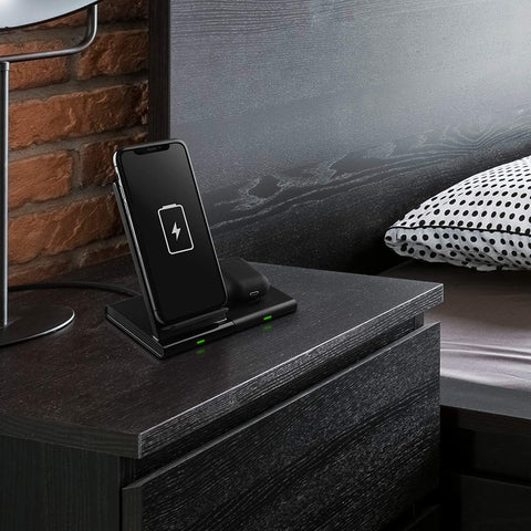 TekBrix® Wireless Charger 2-in-1 Dual Fast Charging Stand & Pad Station